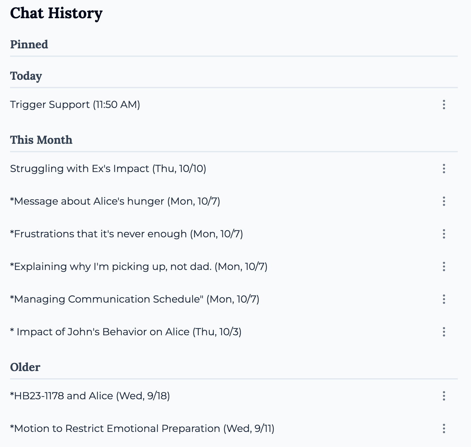 Chat History Screenshot